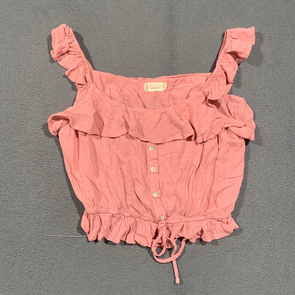 Altar'd State Tank Top Womens Large Pink Ruffle Button Front Boho TCDW106-ARL